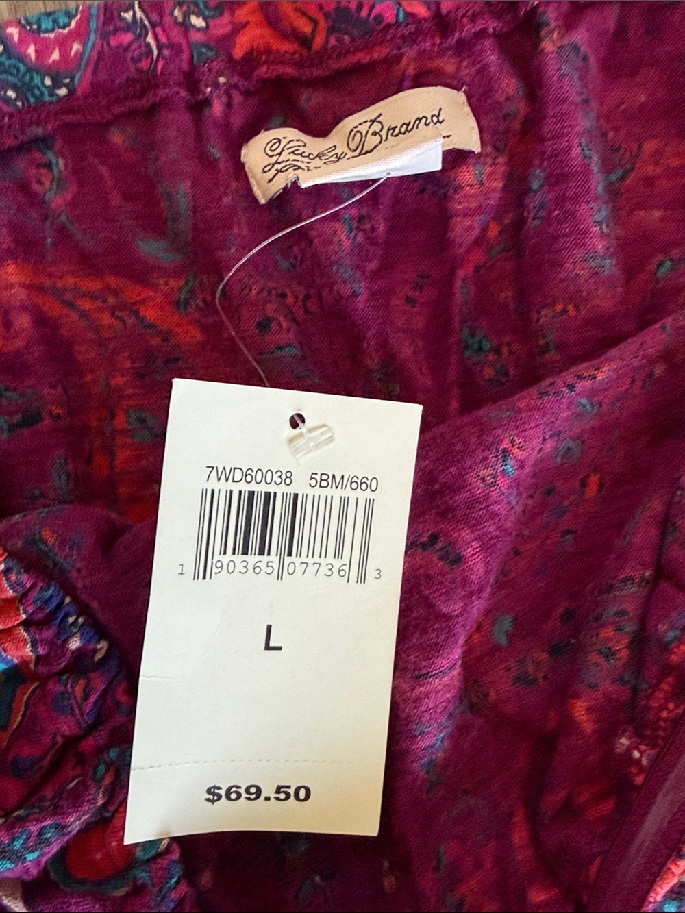 Lucky Brand Multi Color Maxi Strapless Dress Sz L - Picture 6 of 12